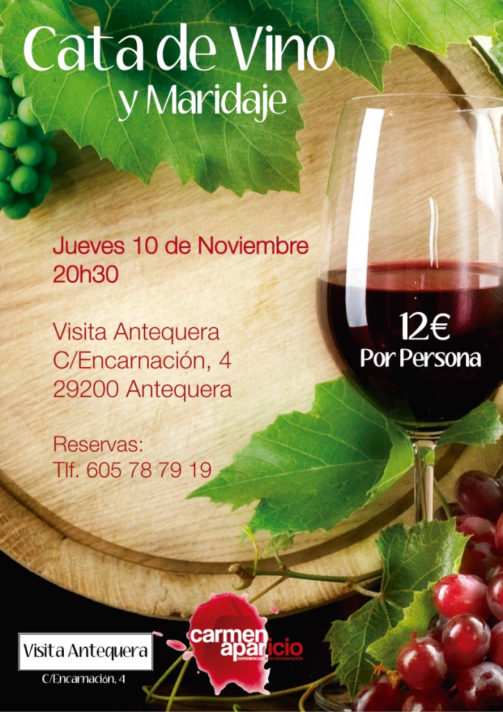 Cata de Vino y Maridaje. Jueves 10 y Sábado 12 de noviembre. 20:30